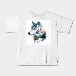 Double Exposure - Wolf - Wilderness Kids T-Shirt